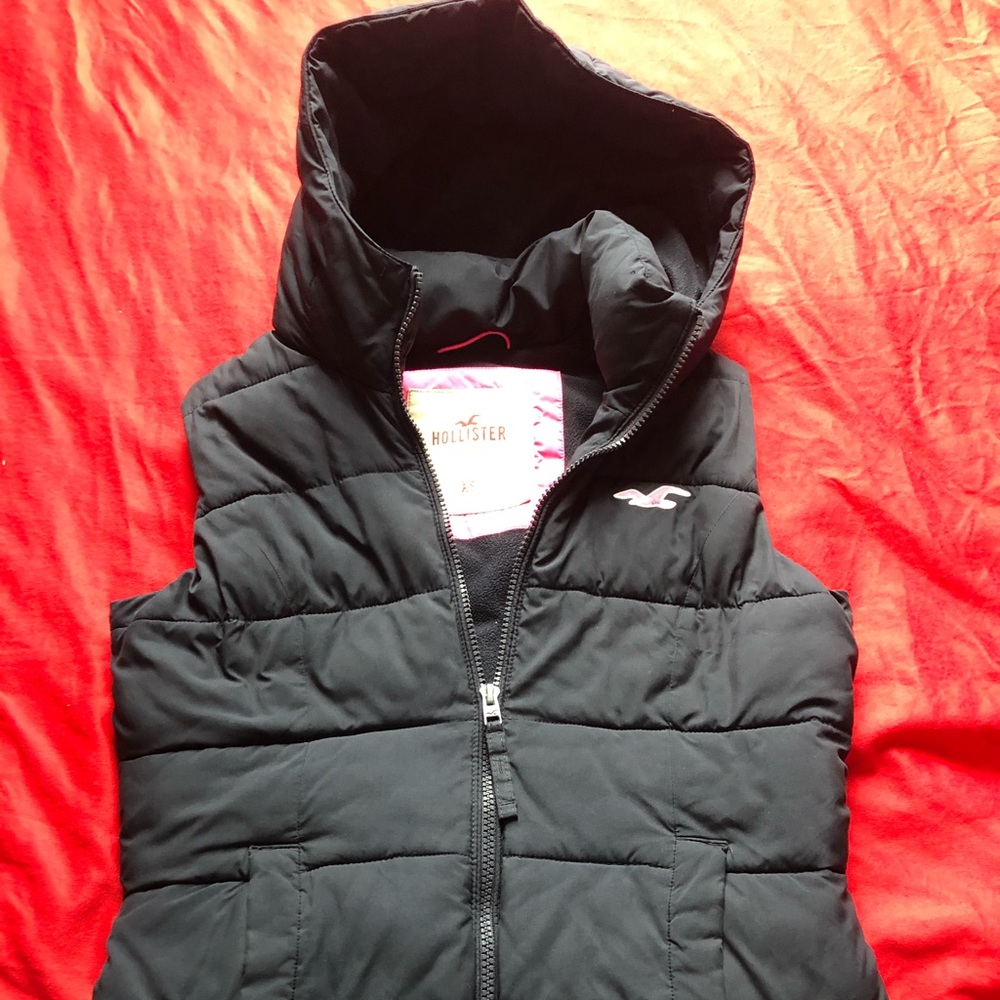 Black Puffer Vest with Hoodie